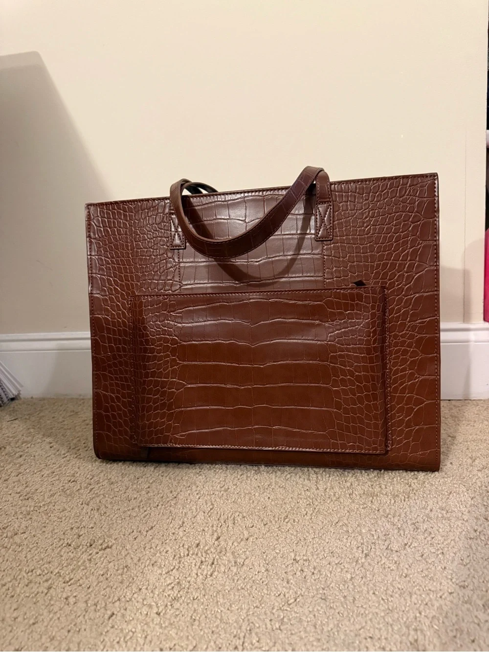 BEIS Maple Croc-Embossed Work Tote